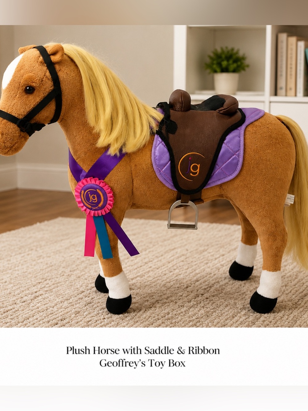 Journey Girls Pretty Palomino Plush Horse 20” Saddle Bridle Geoffrey’s Toy Box